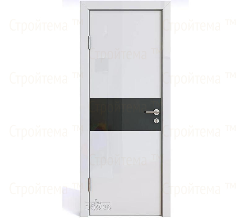 Дверь межкомнатная шумоизоляционная Линия дверей DO-601 (ДО-601) Белый глянец/стекло Черное