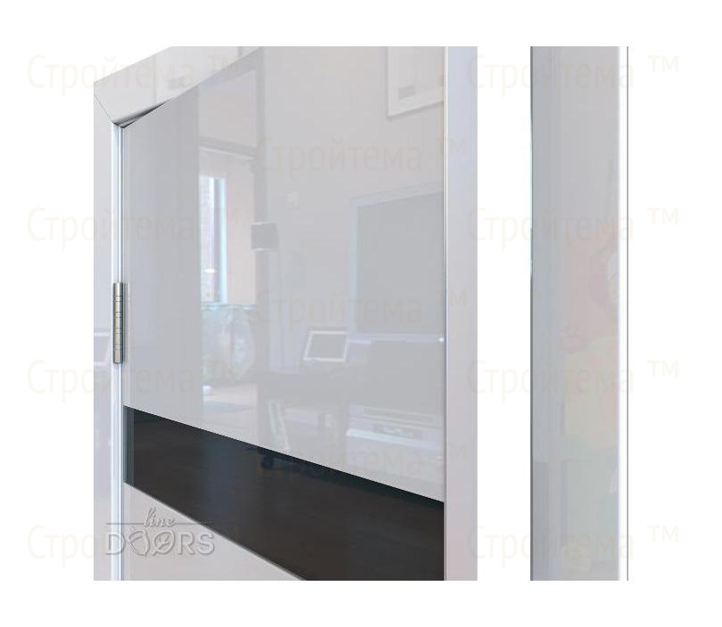 Дверь межкомнатная шумоизоляционная Линия дверей DO-602 (ДО-602) Белый глянец/стекло Черное
