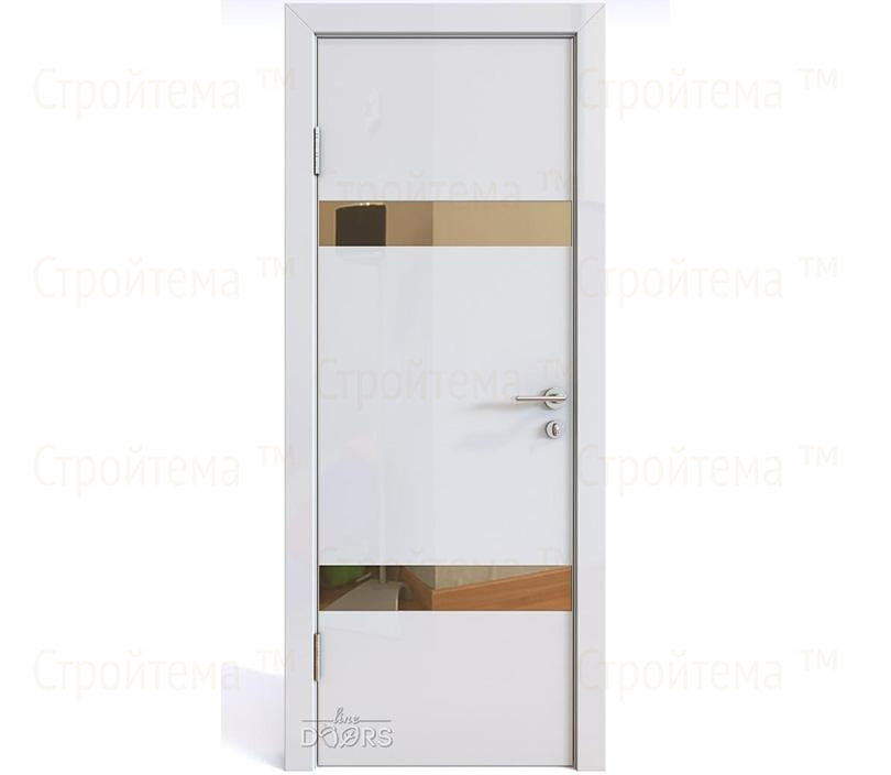 Дверь межкомнатная шумоизоляционная Линия дверей DO-602 (ДО-602) Белый глянец/зеркало Бронза