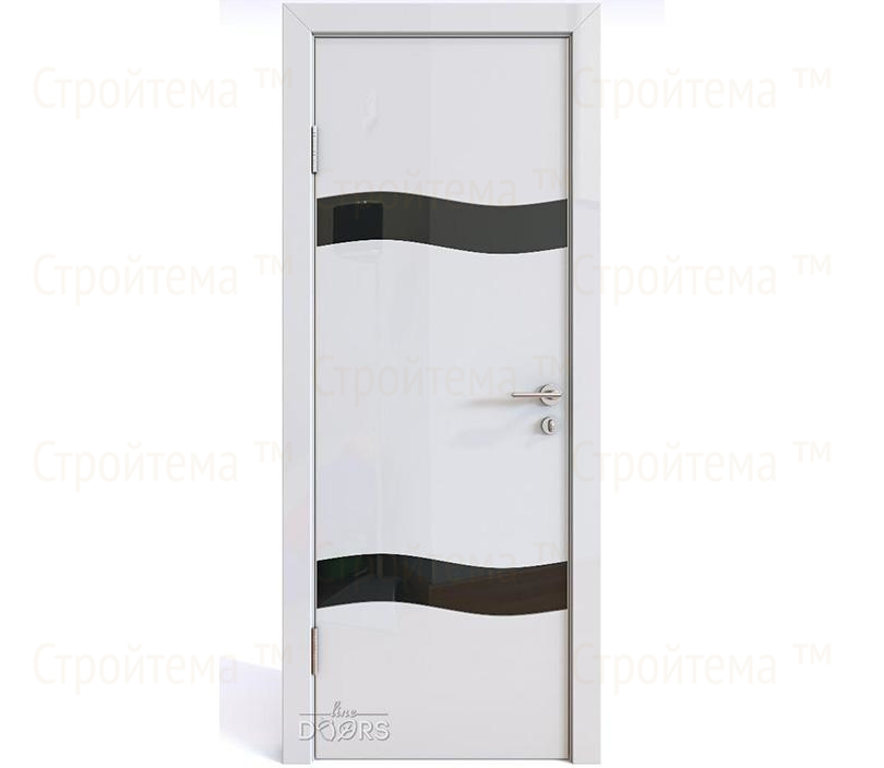 Дверь межкомнатная шумоизоляционная Линия дверей DO-603 (ДО-603) Белый глянец/стекло Черное