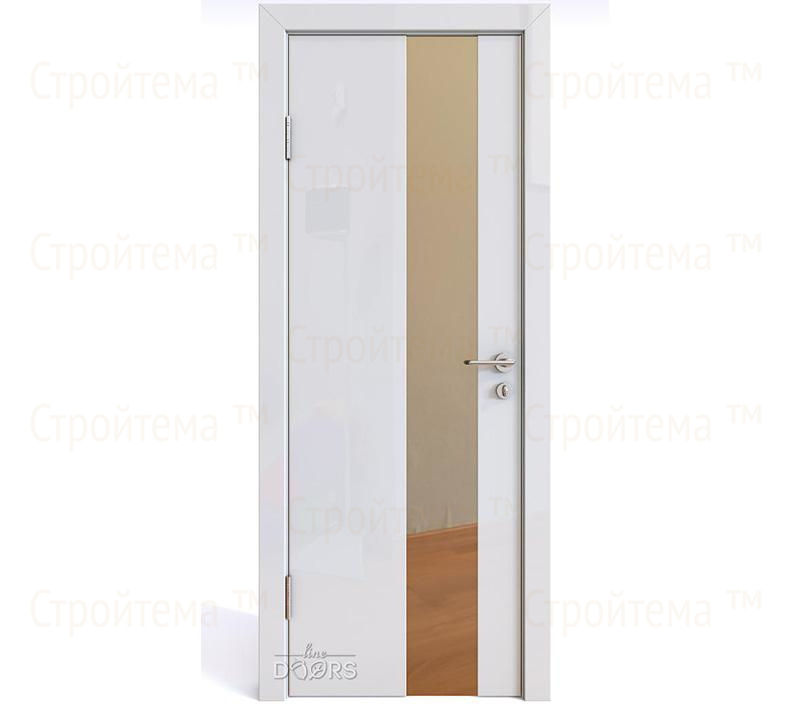 Дверь межкомнатная шумоизоляционная Линия дверей DO-604 (ДО-604) Белый глянец/зеркало Бронза