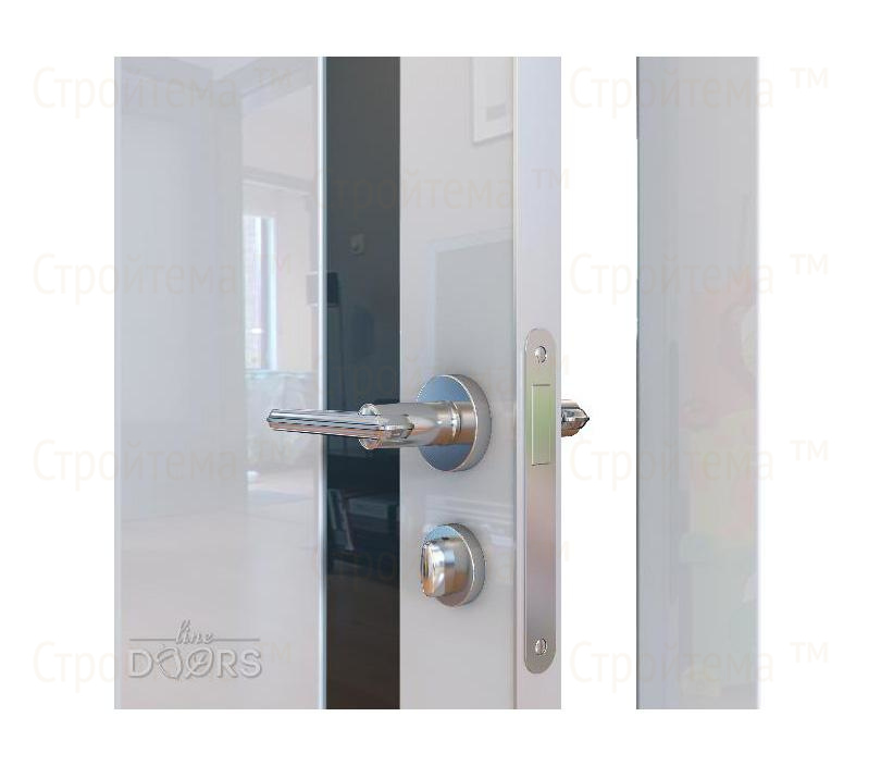 Дверь межкомнатная шумоизоляционная Линия дверей DO-607 (ДО-607) Белый глянец/стекло Черное