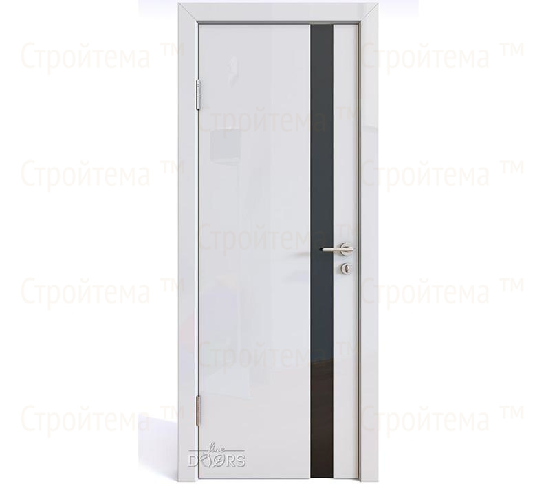 Дверь межкомнатная шумоизоляционная Линия дверей DO-607 (ДО-607) Белый глянец/стекло Черное