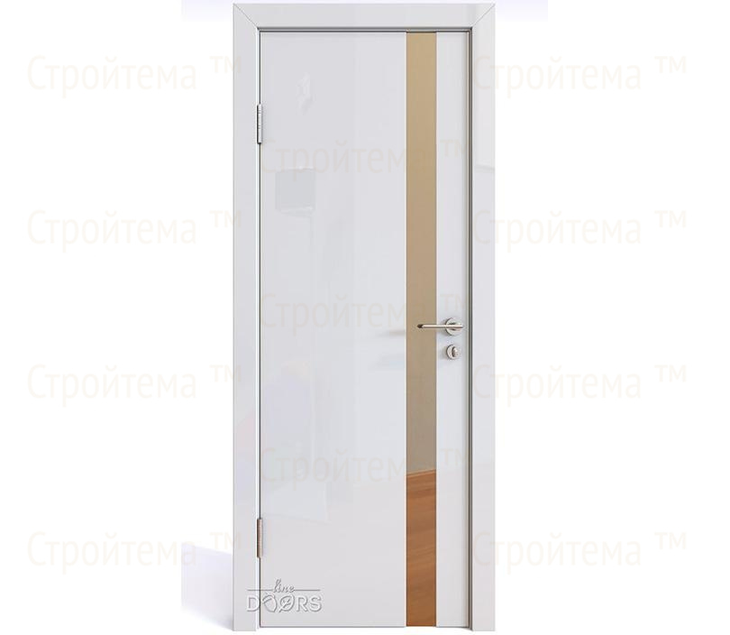 Дверь межкомнатная шумоизоляционная Линия дверей DO-607 (ДО-607) Белый глянец/зеркало Бронза