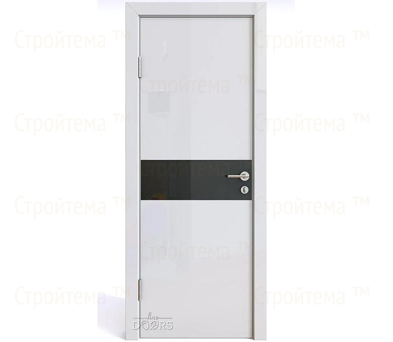 Дверь межкомнатная шумоизоляционная Линия дверей DO-609 (ДО-609) Белый глянец/стекло Черное