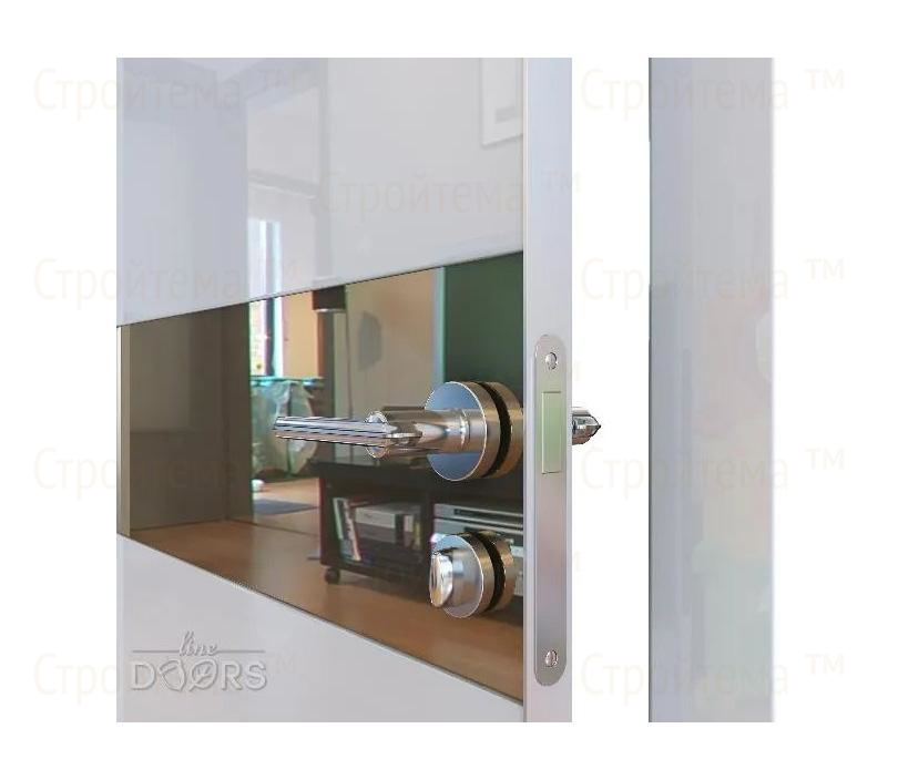 Дверь межкомнатная шумоизоляционная Линия дверей DO-609 (ДО-609) Белый глянец/зеркало Бронза