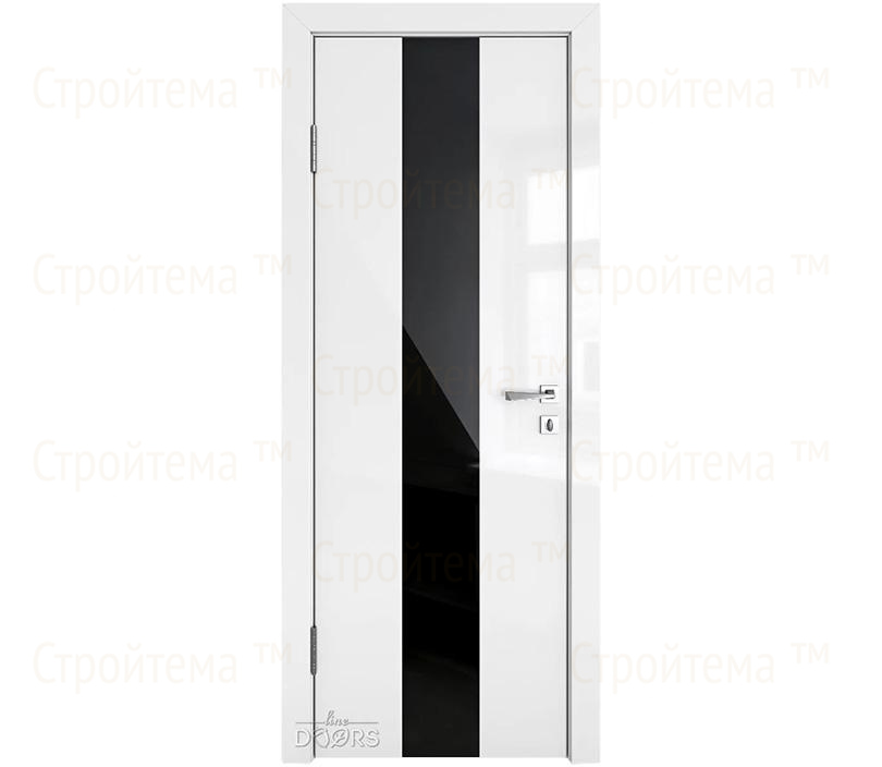 Дверь межкомнатная шумоизоляционная Линия дверей DO-610 (ДО-610) Белый глянец/стекло Черное