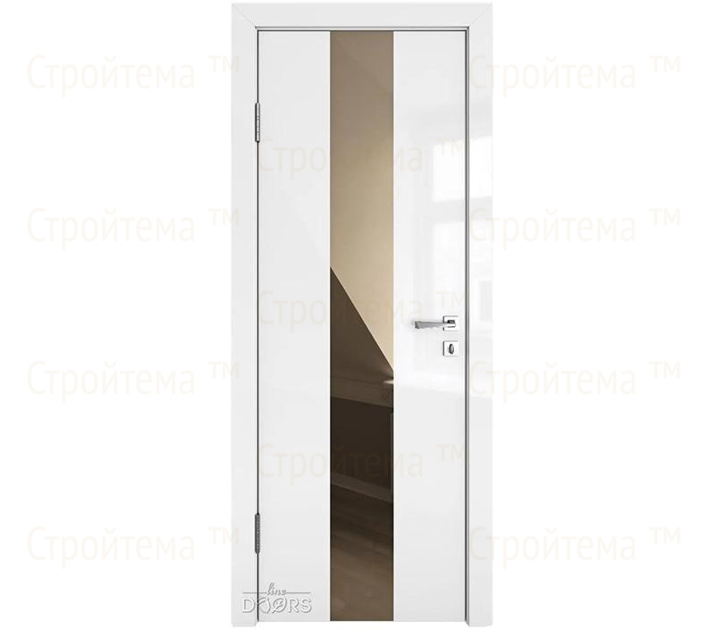Дверь межкомнатная шумоизоляционная Линия дверей DO-610 (ДО-610) Белый глянец/зеркало Бронза