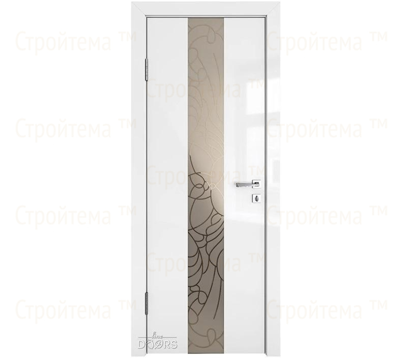 Дверь межкомнатная шумоизоляционная Линия дверей DO-610 (ДО-610) Белый глянец/вставка Веста