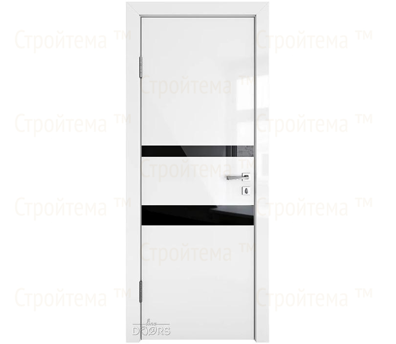 Дверь межкомнатная шумоизоляционная Линия дверей DO-612 (ДО-612) Белый глянец/стекло Черное