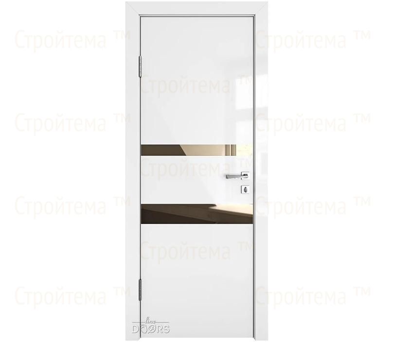 Дверь межкомнатная шумоизоляционная Линия дверей DO-612 (ДО-612) Белый глянец/зеркало Бронза