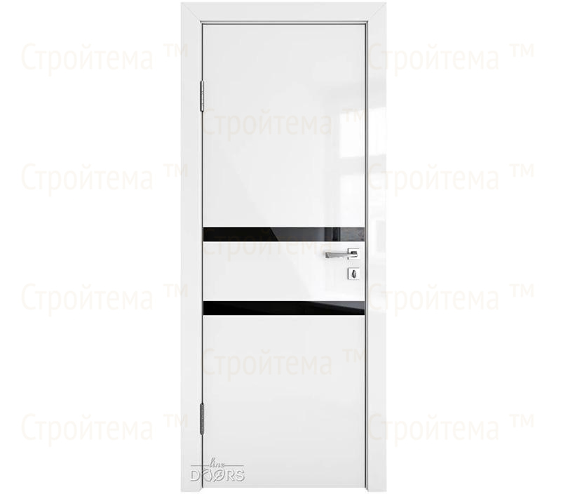 Дверь межкомнатная шумоизоляционная Линия дверей DO-613 (ДО-613) Белый глянец/стекло Черное