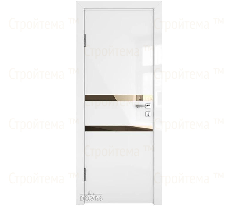 Дверь межкомнатная шумоизоляционная Линия дверей DO-613 (ДО-613) Белый глянец/зеркало Бронза