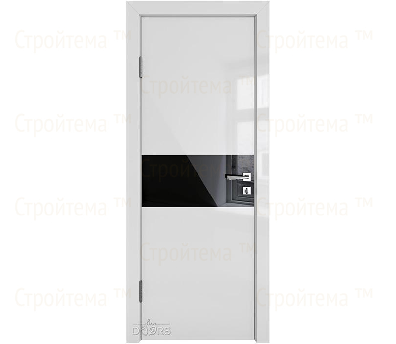 Дверь межкомнатная шумоизоляционная Линия дверей DO-601 (ДО-601) Серый глянец/стекло Черное