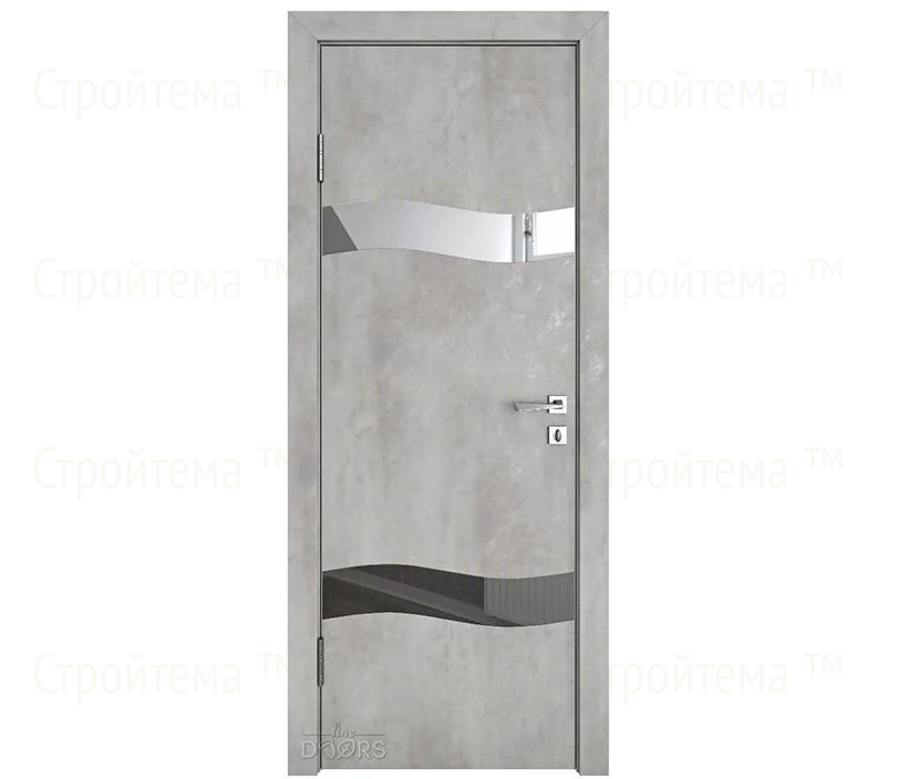 Дверь межкомнатная шумоизоляционная Линия дверей DO-603 (ДО-603) Бетон светлый/Зеркало
