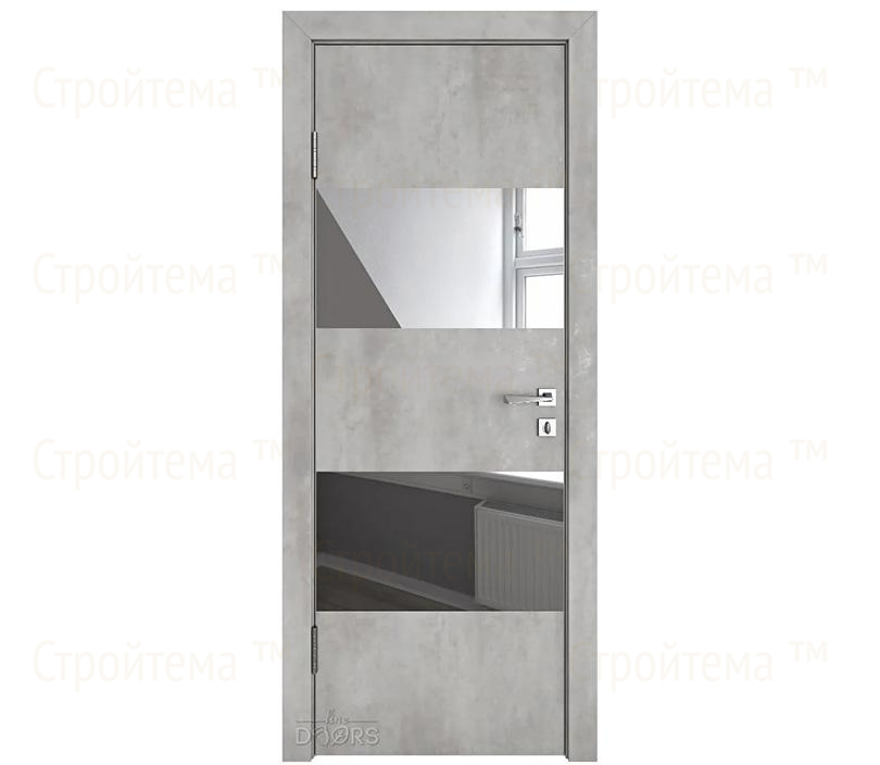 Дверь межкомнатная шумоизоляционная Линия дверей DO-608 (ДО-608) Бетон светлый/Зеркало