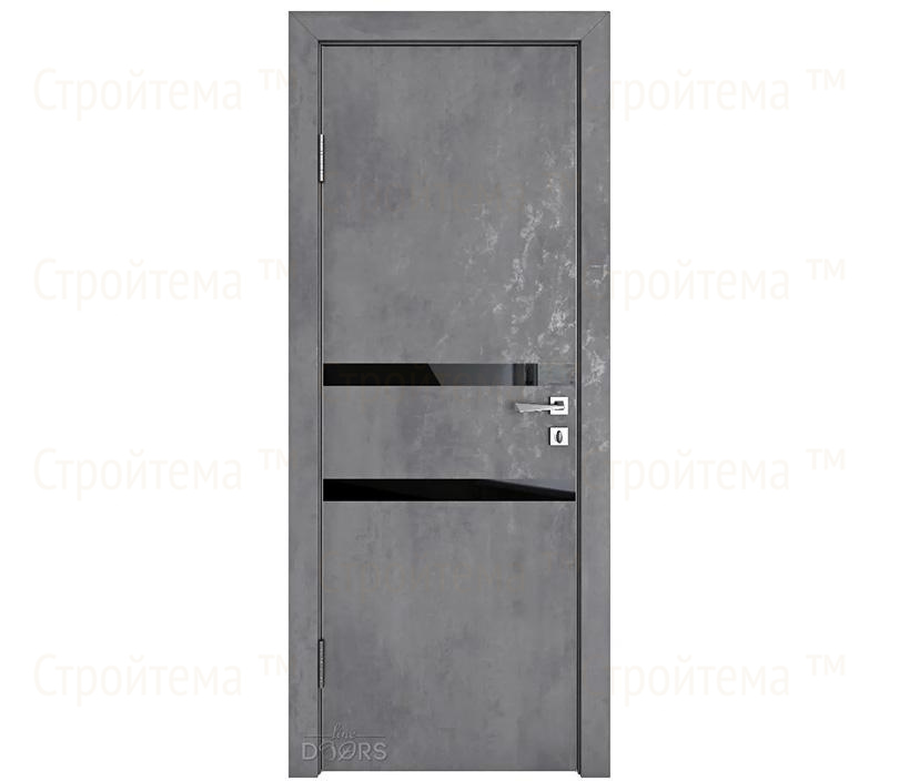 Дверь межкомнатная шумоизоляционная Линия дверей DO-613 (ДО-613) Бетон темный/стекло Черное