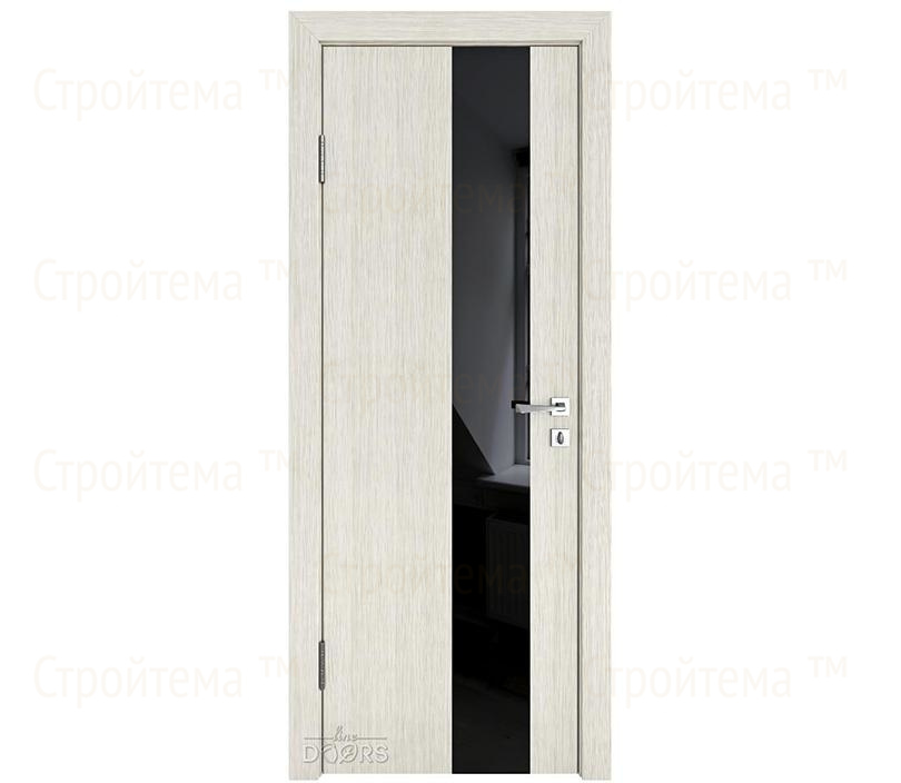 Дверь межкомнатная шумоизоляционная Линия дверей DO-604 (ДО-604) Белая лиственница/стекло Черное