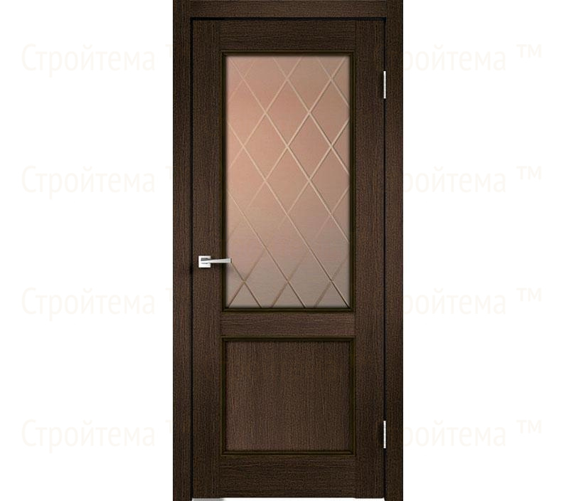 Дверь межкомнатная остекленная Velldoris CLASSICO 2V Мокка/Бронза ромб