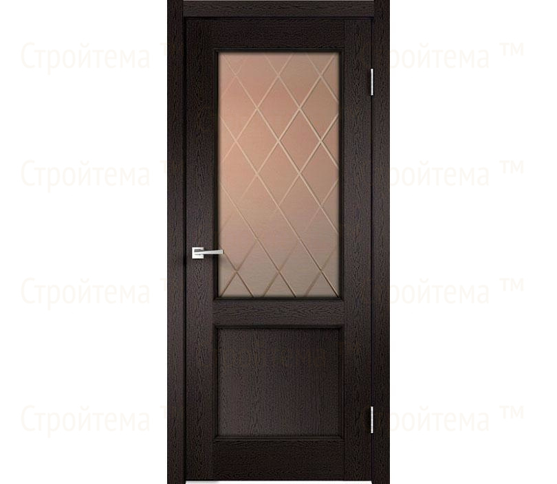 Дверь межкомнатная остекленная Velldoris CLASSICO 2V Дуб черный/Бронза ромб