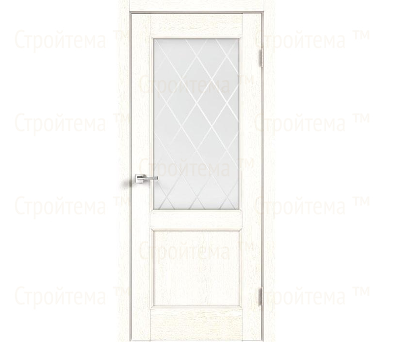 Дверь межкомнатная остекленная Velldoris CLASSICO 2V Белый ясень/Ромб cветлый