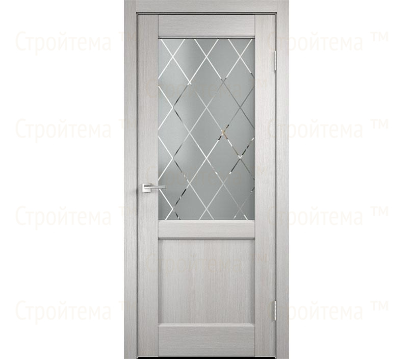 Дверь межкомнатная остекленная Velldoris CLASSICO 3 2V Дуб белый/Ромб cветлый