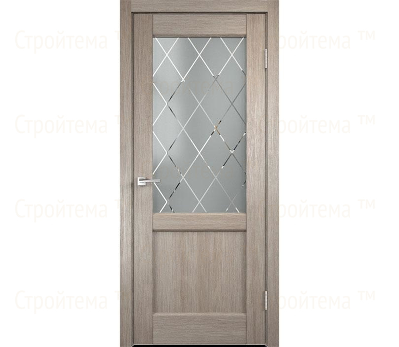 Дверь межкомнатная остекленная Velldoris CLASSICO 3 2V Капучино/Ромб cветлый