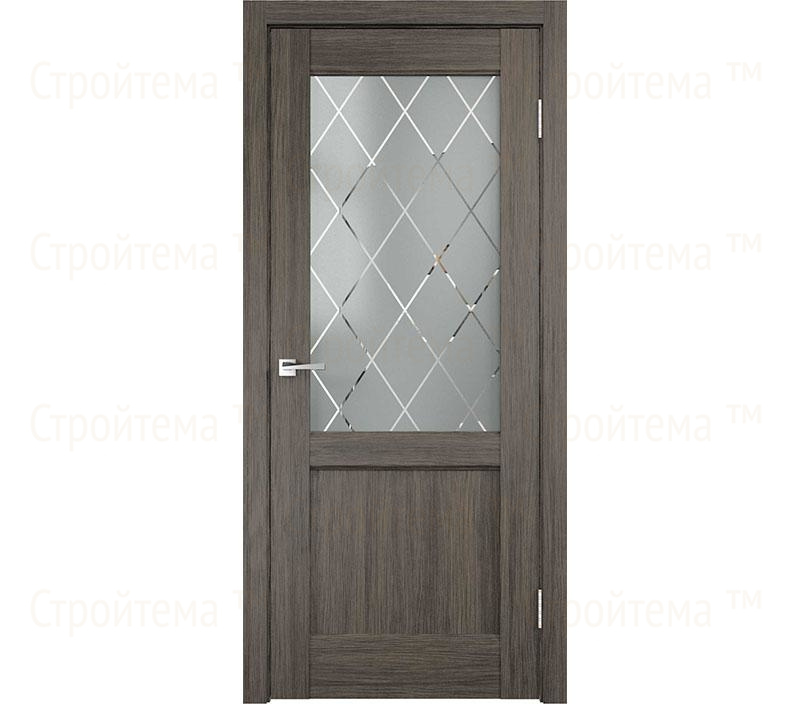 Дверь межкомнатная остекленная Velldoris CLASSICO 3 2V Дуб серый/Ромб cветлый