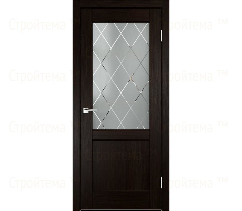 Дверь межкомнатная остекленная Velldoris CLASSICO 3 2V Венге/Ромб cветлый