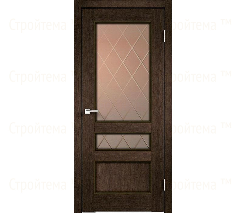 Дверь межкомнатная остекленная Velldoris CLASSICO 3V Мокка/Бронза ромб