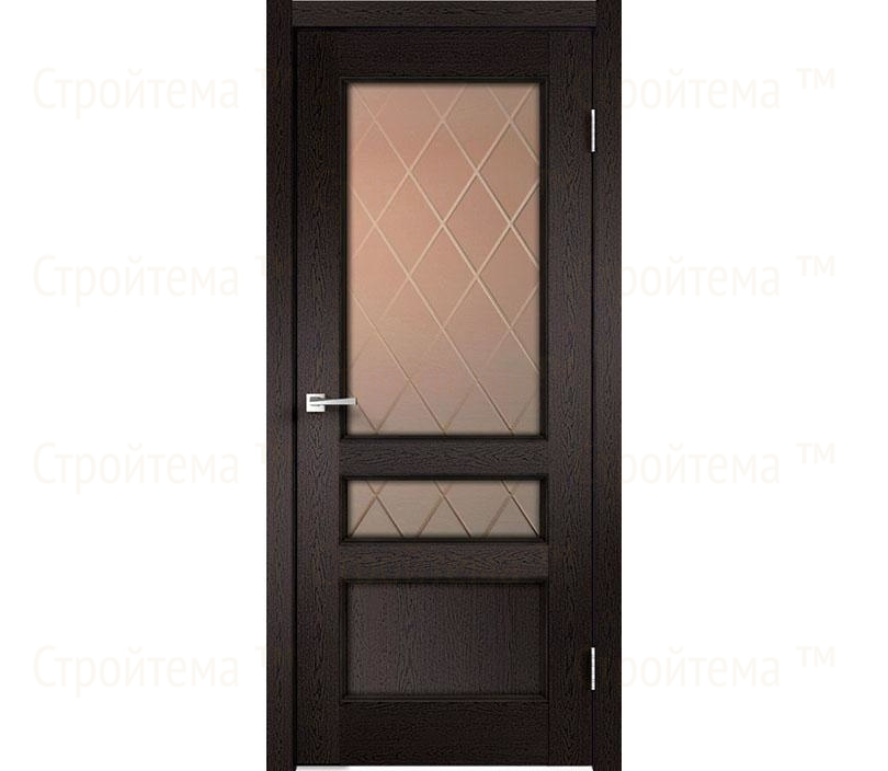 Дверь межкомнатная остекленная Velldoris CLASSICO 3V Дуб черный/Бронза ромб