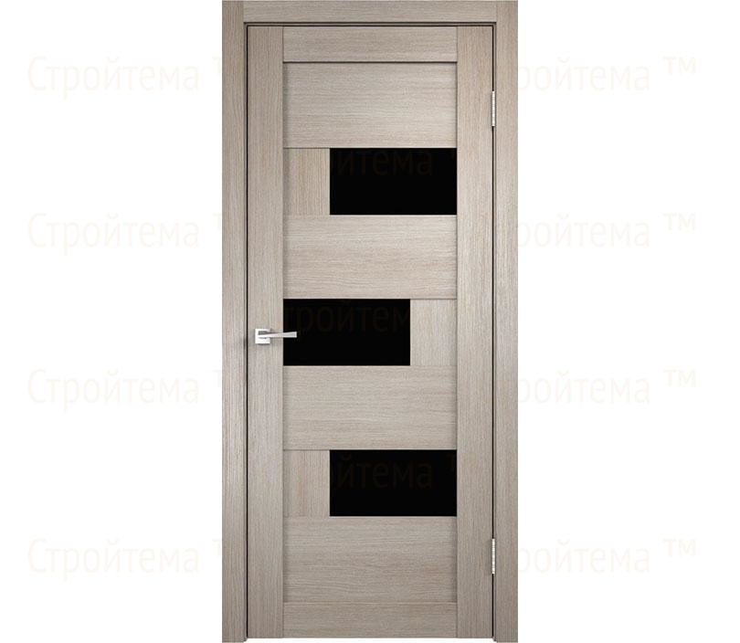 Дверь межкомнатная остекленная Velldoris DOMINO 1 Капучино/Лакобель черное