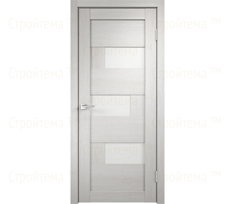 Дверь межкомнатная остекленная Velldoris DOMINO 1 Дуб белый/Лакобель белое