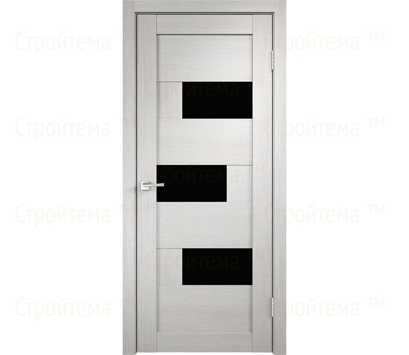 Дверь межкомнатная остекленная Velldoris DOMINO 1 Дуб белый/Лакобель черное