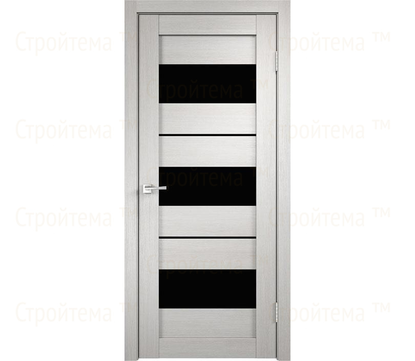 Дверь межкомнатная остекленная Velldoris Duplex 12 Дуб белый/Лакобель черное