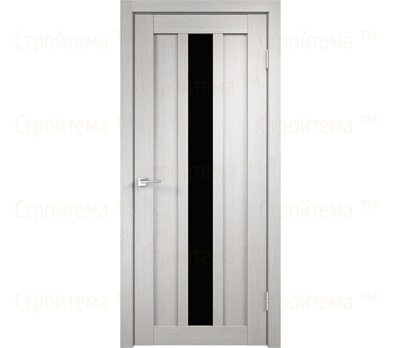 Дверь межкомнатная остекленная Velldoris INTERI 3/1 Дуб белый/Лакобель черное