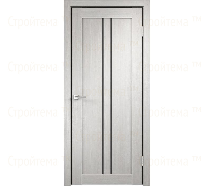 Дверь межкомнатная остекленная Velldoris LINEA 2 Дуб белый/Лакобель черное