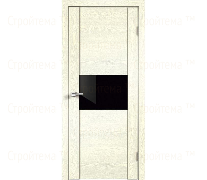 Дверь межкомнатная остекленная Velldoris MODERN 1 Слоновая кость/Лакобель черное