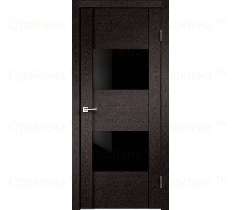 Дверь межкомнатная остекленная Velldoris MODERN 2 Дуб черный/Чёрное