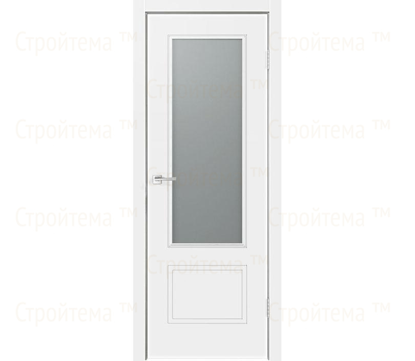 Дверь межкомнатная Dveriline ALASKA 2V в эмали Белая/Стекло мателюкс