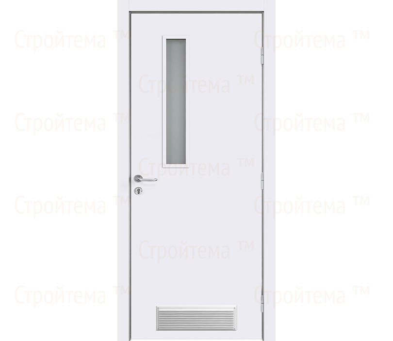Противопожарная дверь с вентиляционной решеткой Dveriline SMART FIRE 9%-2 EIS30/38dB крашеное Белый