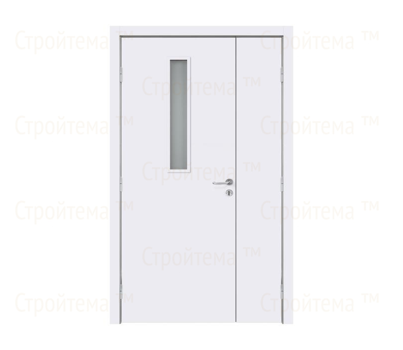 Противопожарная дверь Dveriline SMART FIRE 9% EIS30/38dB крашеная Белая полуторастворчатая