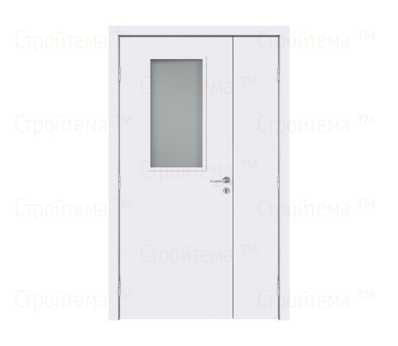Противопожарная дверь Dveriline SMART FIRE 25% EIS30/38dB крашеная Белая полуторастворчатая