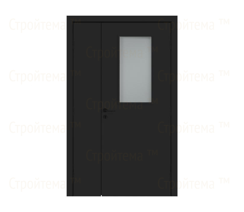 Противопожарная дверь Dveriline SMART FIRE 25% EIS30/42dB крашеная Черная полуторастворчатая