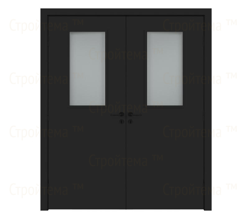 Противопожарная дверь Dveriline SMART FIRE 25% EIS60/42dB крашеная Черная двухстворчатая