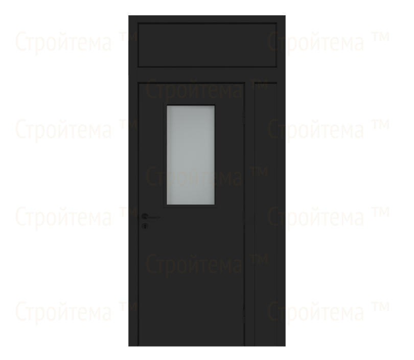 Противопожарная дверь с фрамугой Dveriline SMART FIRE 25% EIS60/42dB крашеная Черная