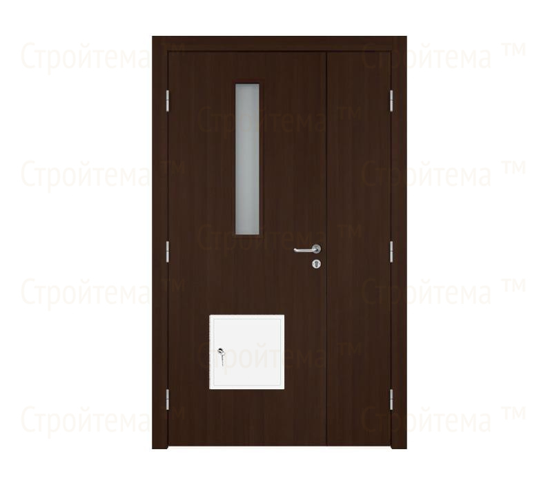 Противопожарная дверь со стыковочным узлом Dveriline SMART FIRE 9% EIS60/42dB CPL Дуглас тёмный полуторастворчатая