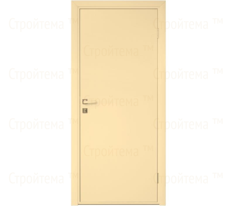 Влагостойкая дверь ПВХ EtaDoor глухая ванильная одностворчатая с алюминиевой кромкой