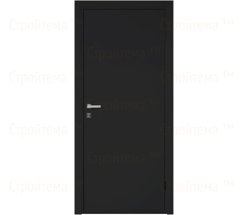 Влагостойкая дверь ПВХ EtaDoor глухая черная одностворчатая с алюминиевой кромкой