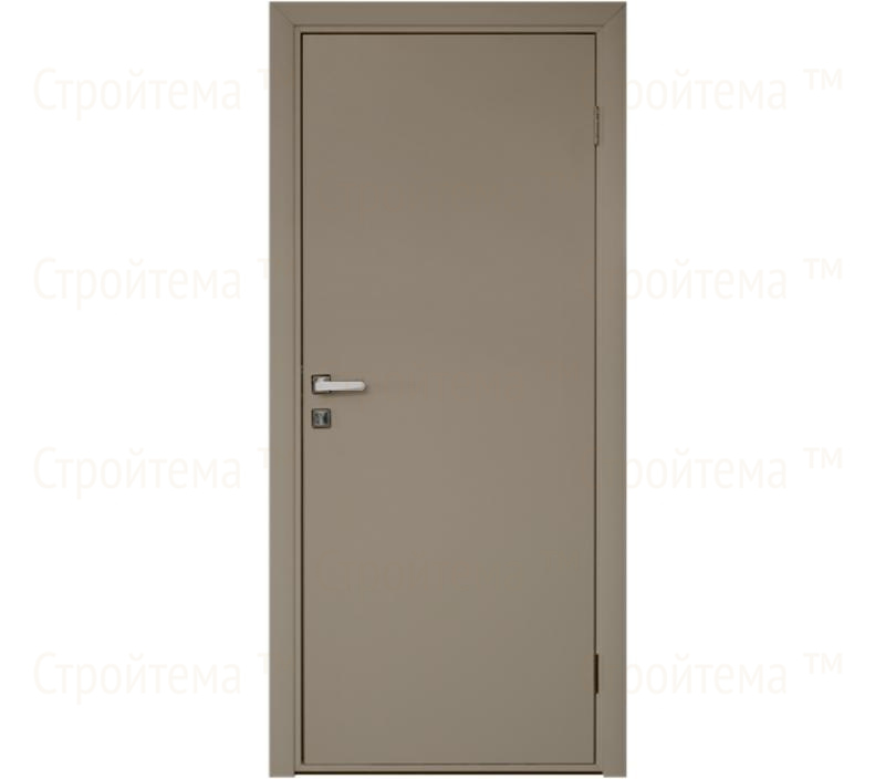 Влагостойкая дверь ПВХ EtaDoor глухая цвет мокко одностворчатая с алюминиевой кромкой
